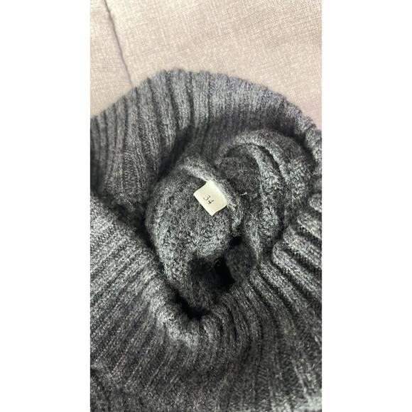 Sandro Paris Embellished Ribbed Wool & Cashmere Long Sleeve Gray Mini Dress US 2 - Picture 6 of 11